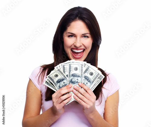 Photo: Happy young woman with money. Happy young woman with money.
