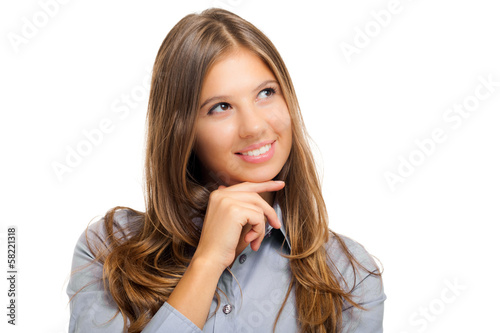 Photo: Smiling businesswoman having an idea Smiling businesswoman having an idea