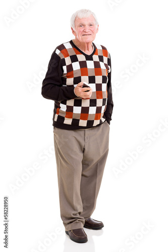 Photo: senior man holding cell phone senior man holding cell phone