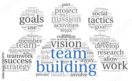 Illustration: Teamwork concept in word tag cloud Teamwork concept in word tag cloud