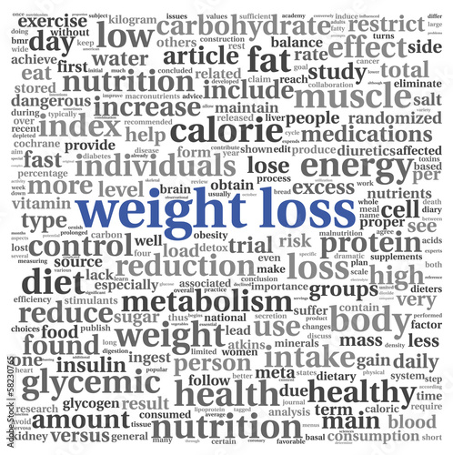 Illustration: Weight loss concept in tag cloudcloud Weight loss concept in tag cloudcloud