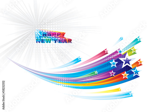 Vector: Star flowing New Year background. Star flowing New Year background.