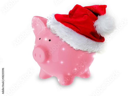 Illustration: Pink Piggy Bank Santa Hat Pink Piggy Bank Santa Hat