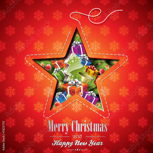 Vector: Vector Christmas illustration with abstract star design. Vector Christmas illustration with abstract star design.