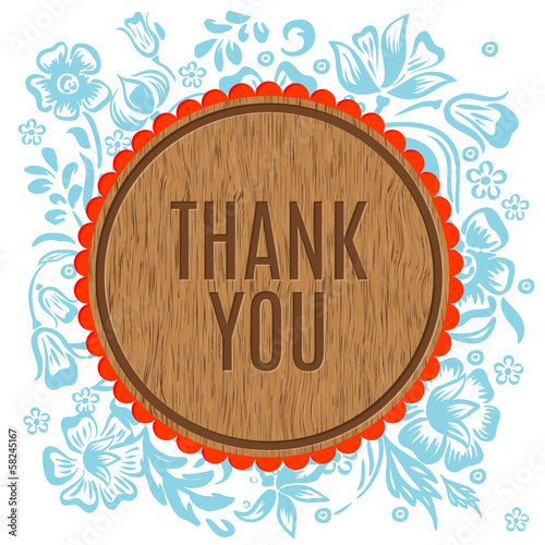 Vector: Thank you vector greeting card with wooden circle Thank you vector greeting card with wooden circle
