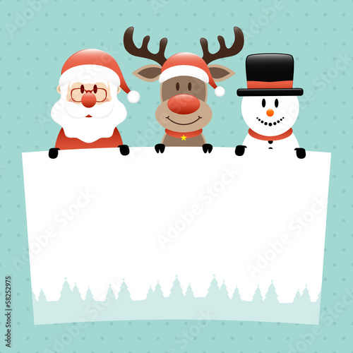 Vector: Santa Glasses, Rudolph & Snowman Glasses Label Retro Santa Glasses, Rudolph & Snowman Glasses Label Retro