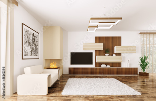 Illustration: Interior of modern room 3d render Interior of modern room 3d render
