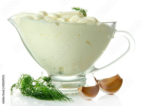 Photo: Sour cream isolated on white Sour cream isolated on white