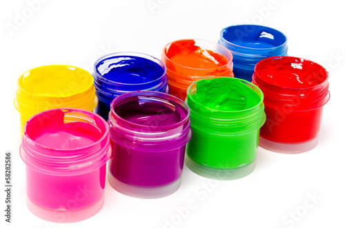 Photo: Gouache paint isolated on a white Gouache paint isolated on a white