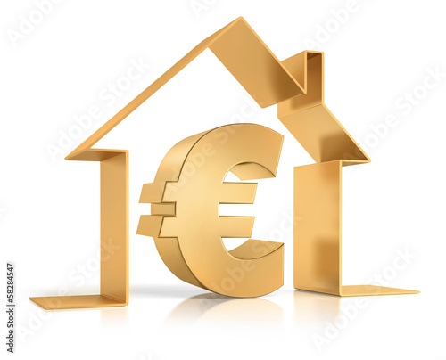 Illustration: Euro und Symbolhaus Gold 2 Euro und Symbolhaus Gold 2