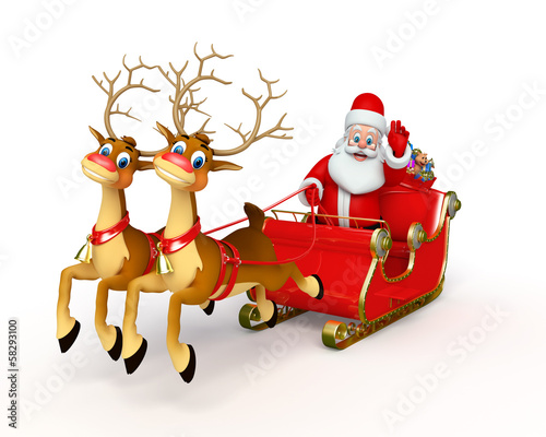 Illustration: Santa claus with his sleigh Santa claus with his sleigh