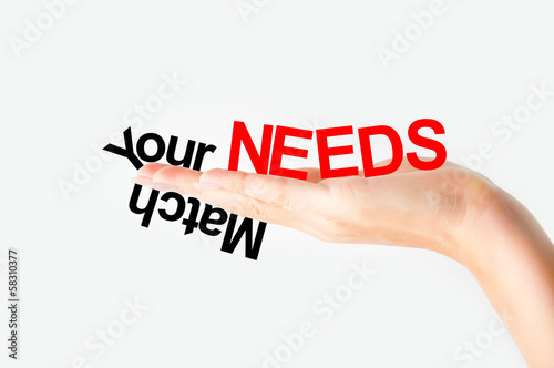 Photo: Match your needs concept Match your needs concept