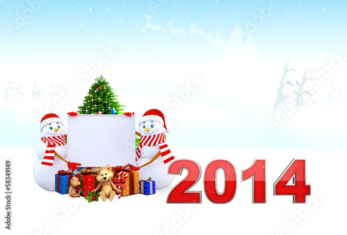 Illustration: Snowman with new year text Snowman with new year text