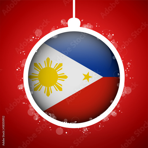 Vector: Merry Christmas Red Ball with Flag Philippines Merry Christmas Red Ball with Flag Philippines