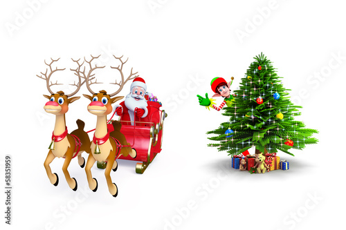 Illustration: Santa claus with his sleigh Santa claus with his sleigh