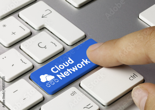 Photo: Cloud network. Keyboard finger Cloud network. Keyboard finger