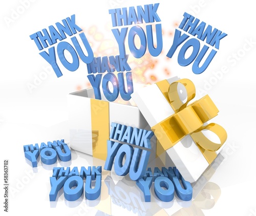 Illustration: christmas present with thank you symbol christmas present with thank you symbol