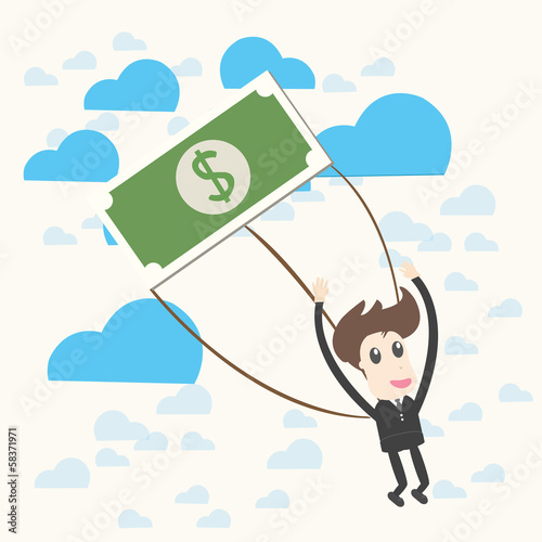 Illustration: Parachuting Businessman Parachuting Businessman