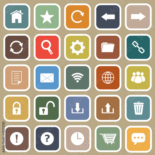 Vector: Tool bar flat icons on brown background Tool bar flat icons on brown background