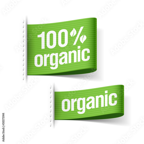 Vector: 100% organic product labels 100% organic product labels