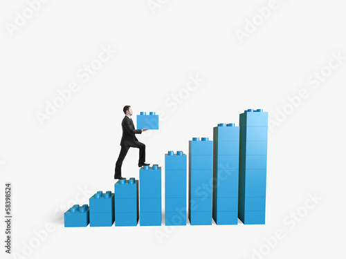 Photo: businessman climbing to conctructor businessman climbing to conctructor