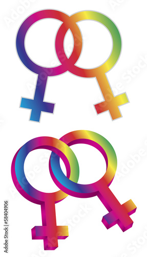 Vector: Female Gender Same Sex Symbols Vector Illustration Female Gender Same Sex Symbols Vector Illustration
