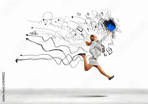 Photo: Jumping businesswoman Jumping businesswoman