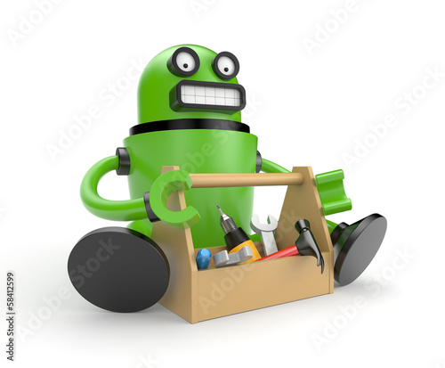Illustration: Robot with toolbox Robot with toolbox