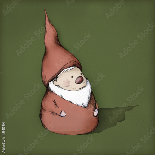 Illustration: Wichtel mit Bart und Mütze Wichtel mit Bart und Mütze