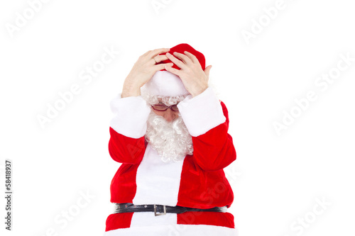 Photo: Very frustrated Santa Claus due to lof of work Very frustrated Santa Claus due to lof of work