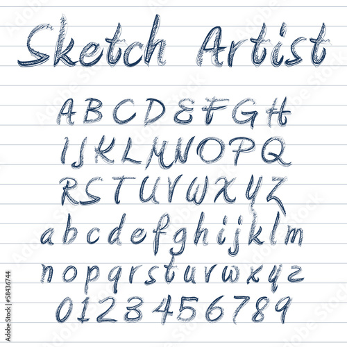 Vector: Vector sketched alphabet Vector sketched alphabet