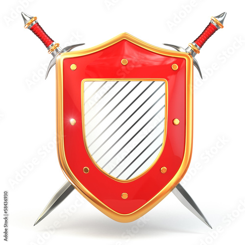 Illustration: Shield and sword. Security concept. 3d Shield and sword. Security concept. 3d