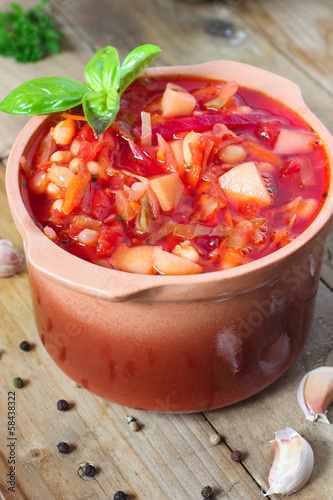Photo: Vegetarian russian borscht with beans Vegetarian russian borscht with beans