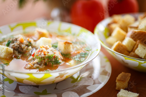 Photo: Tomato soup with meatballs Tomato soup with meatballs