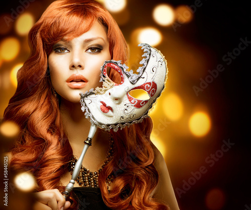 Photo: Beautiful Woman with the Carnival mask Beautiful Woman with the Carnival mask