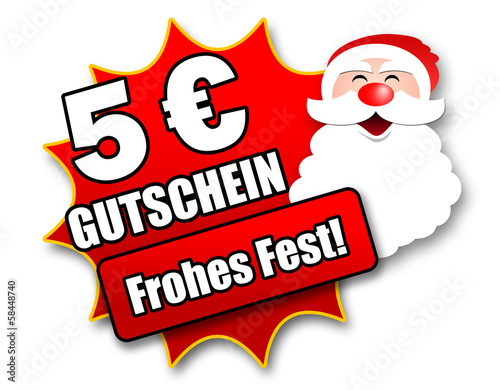 Illustration: Siegel "5 Euro Gutschein - Frohes Fest!" Siegel "5 Euro Gutschein - Frohes Fest!"