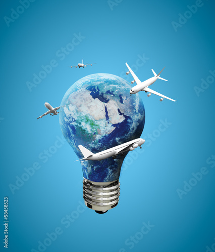 Illustration: lighbulb earth lighbulb earth