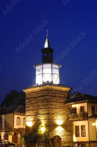 Tryavna Clock Tower By Night, Bulgaria