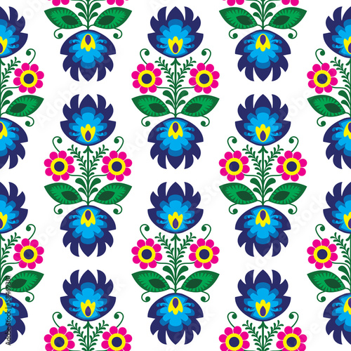  Seamless traditional floral polish pattern - ethnic background