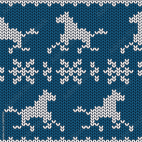 Vector: Seamless knitting pattern with horses Seamless knitting pattern with horses