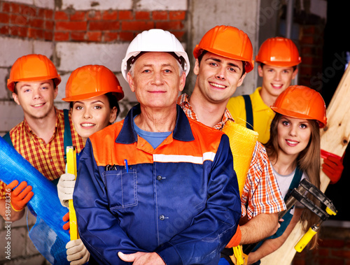 Photo: Group people in builder uniform. Group people in builder uniform.