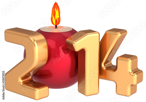 Illustration: Christmas candle New 2014 Year flame burning decoration Christmas candle New 2014 Year flame burning decoration