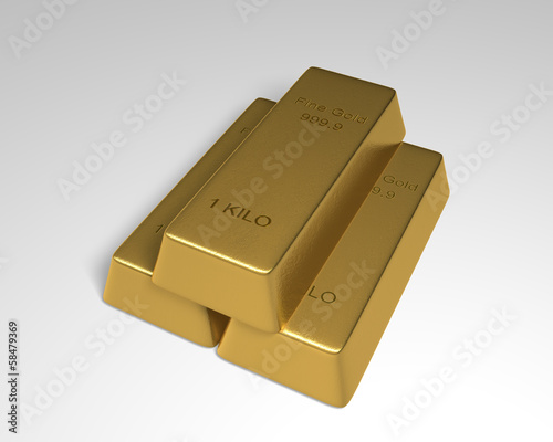 Illustration: Gold Bars - 3 goldbars in pyramid formation. Gold Bars - 3 goldbars in pyramid formation.