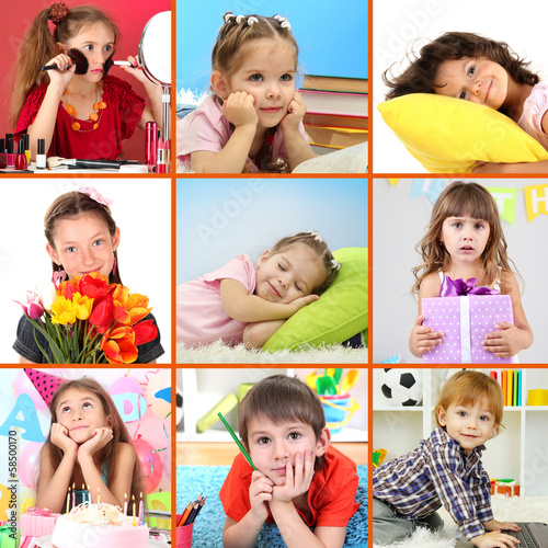Photo: Collage of cute little children Collage of cute little children