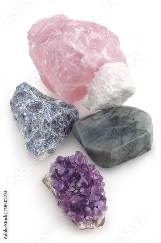 Photo: Top view of five big gemstones (crystals) Top view of five big gemstones (crystals)