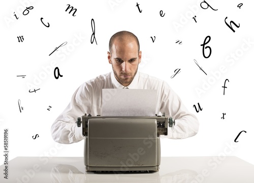 Photo: Businessman with typewriter Businessman with typewriter