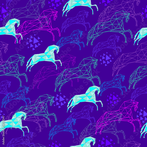 Vector: Seamless pattern with triangular horses Seamless pattern with triangular horses