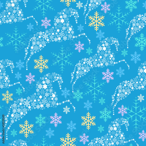 Vector: seamless pattern with horses from snowflakes seamless pattern with horses from snowflakes