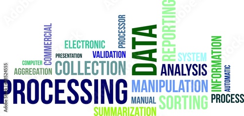Vector: word cloud - data processing word cloud - data processing