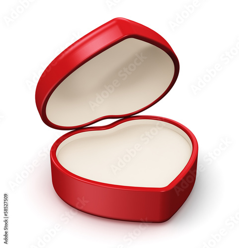 Illustration: Red heart shape box for jewelry Red heart shape box for jewelry
